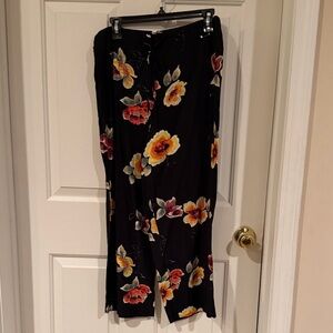 Floral Black Pants